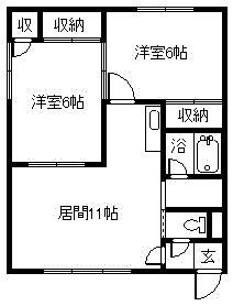 豊岡10.10ハイツパートII(2LDK/2階)の間取り写真