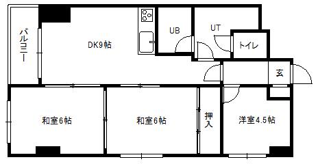 ドミ山鼻(3LDK/4階)の間取り写真