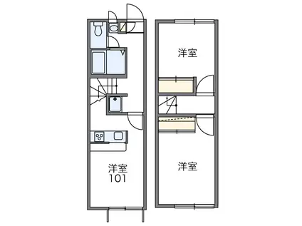 カサブランカI(2DK/1階)の間取り写真
