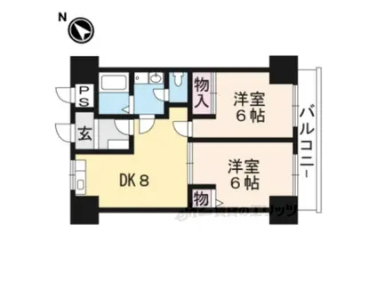 レジデンスKANGI(2DK/3階)の間取り写真