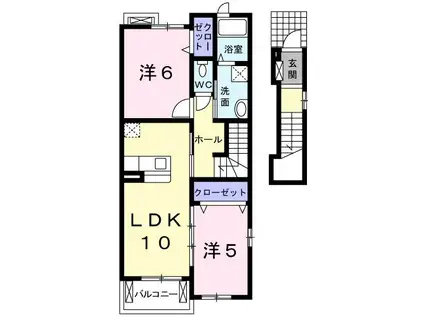 リシェスコリーヌA棟(2LDK/2階)の間取り写真