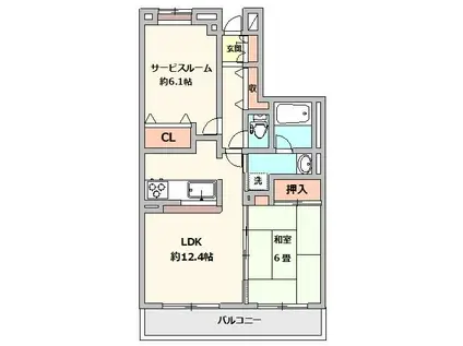 レーベンハイムグランツ武蔵浦和(2LDK/2階)の間取り写真