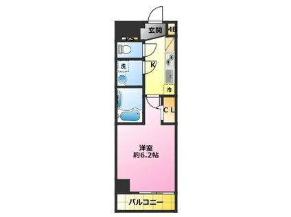 SHOKEN RESIDENCE 新丸子(1K/6階)の間取り写真