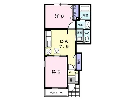 インフィニティ(2DK/1階)の間取り写真