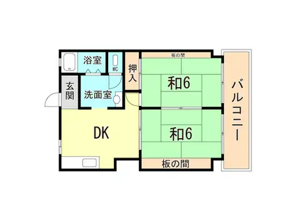 グランディア シャトー朝霧(2DK/5階)の間取り写真