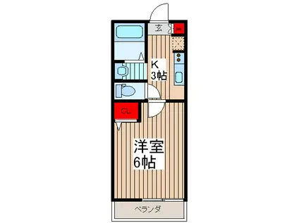 サンプレイス(1K/2階)の間取り写真