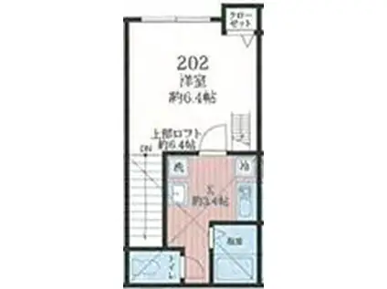 バーミープレイス三鷹(1K/2階)の間取り写真