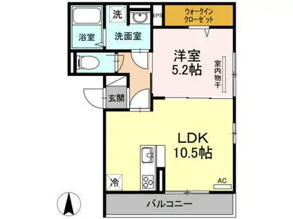 ヴェールビレッジ三戸(1LDK/3階)の間取り写真