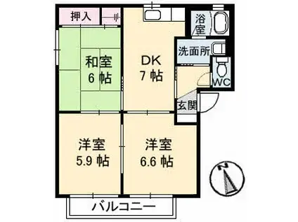 バリュージュヤシマ(3DK/1階)の間取り写真