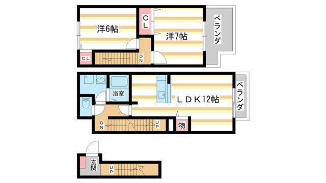 イーストアルカディア(2LDK/2階)の間取り写真