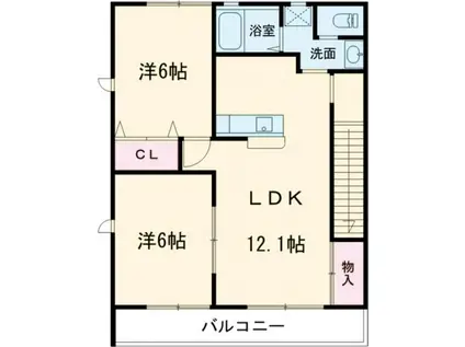 フレーズA棟(2LDK/2階)の間取り写真