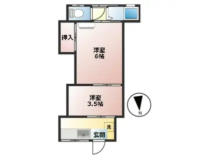 キングアパート(2K/2階)の間取り写真