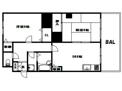 メゾーネ中尾(2DK/2階)の間取り写真