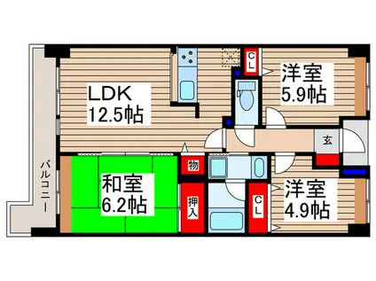 プリムローズ上福岡(3LDK/5階)の間取り写真