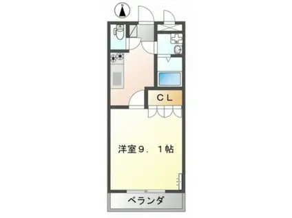 PLACE DE VERTIII(1K/1階)の間取り写真