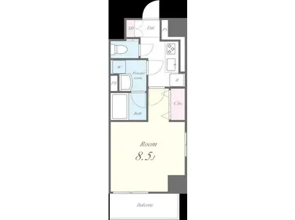 ヴィラドゥスール(1K/2階)の間取り写真