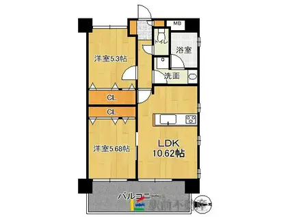 エルエ大濠(2LDK/5階)の間取り写真