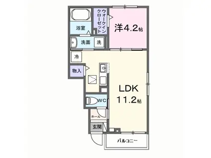 ラウレア I(1LDK/1階)の間取り写真