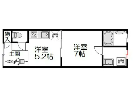 エルベコート東山七条(1DK/1階)の間取り写真