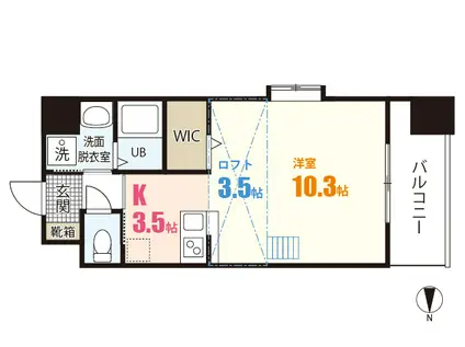 プレジールジョイ西原(1K/4階)の間取り写真