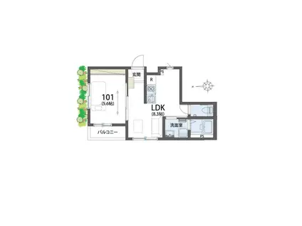 デザイナーズSIESTADUO久米川TREAKUBOKS(1LDK/1階)の間取り写真