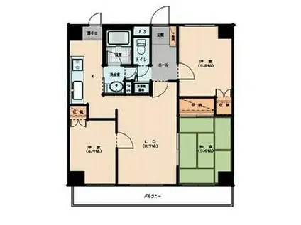 ベルレージュ結城(2LDK/8階)の間取り写真