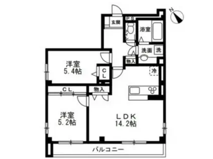 江東区古石場1丁目(2LDK/3階)の間取り写真