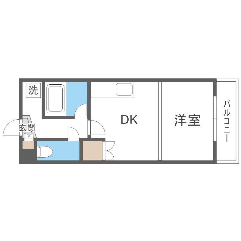 第6ベストビル(1DK/3階)の間取り写真