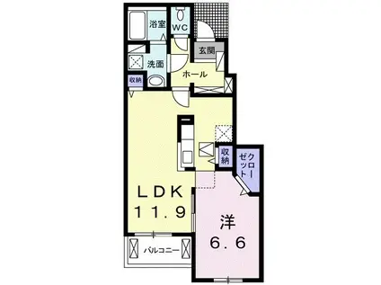 ランドマーク・T(1LDK/1階)の間取り写真