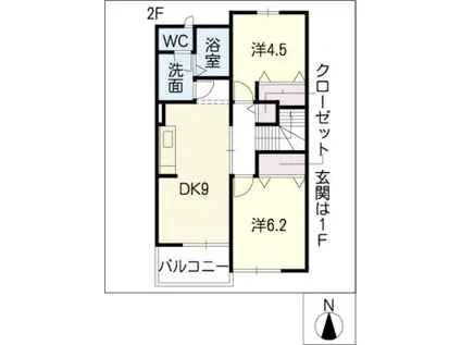 ルルススB(2DK/2階)の間取り写真