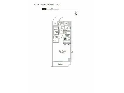 プライムアーバン麻布十番(1K/6階)の間取り写真