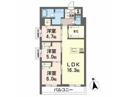 ディアマント番町(3LDK/3階)の間取り写真
