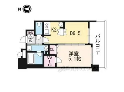 ヴィラ七条西洞院(1DK/4階)の間取り写真