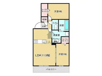 D-ROOMパークサイド吉塚(2LDK/3階)の間取り写真
