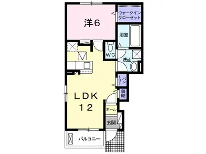 フラン アンジュI(1LDK/1階)の間取り写真