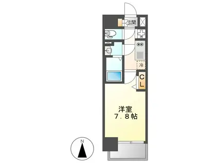 プレサンス丸の内雅殿(1K/4階)の間取り写真