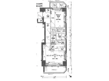 パレステュディオ勝どきリバーサイド(1LDK/4階)の間取り写真