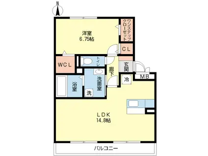 クロシェットB(1LDK/3階)の間取り写真