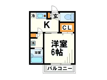 エスポワール(1K/2階)の間取り写真