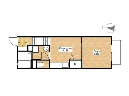 エスポワール参番館(1DK/2階)の間取り写真