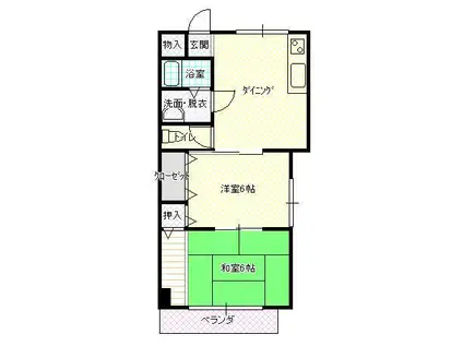 ホープヒルサガラ(2DK/2階)の間取り写真