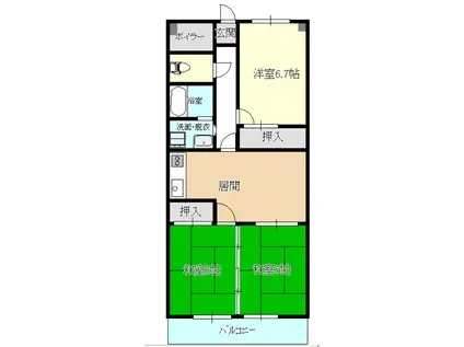 アーバン田室Ⅱ(3LDK/2階)の間取り写真