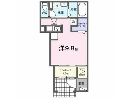 ヒカルサ 甲府城東(ワンルーム/1階)の間取り写真