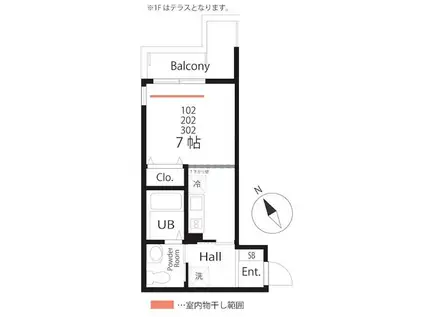 ハーミットクラブハウス横浜三ツ沢下町(ワンルーム/2階)の間取り写真