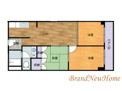 南堺ハイツ1号館(3LDK/3階)の間取り写真