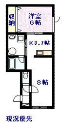 パステルA・B(1LDK/2階)の間取り写真