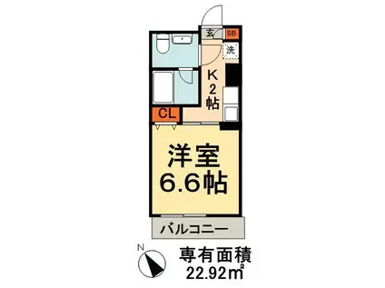 SEASCAPE千葉みなと(1K/6階)の間取り写真