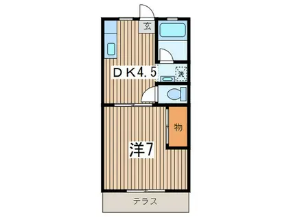 パインハイツ2(1DK/1階)の間取り写真