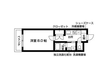 グランテラス八事広路町(1K/1階)の間取り写真