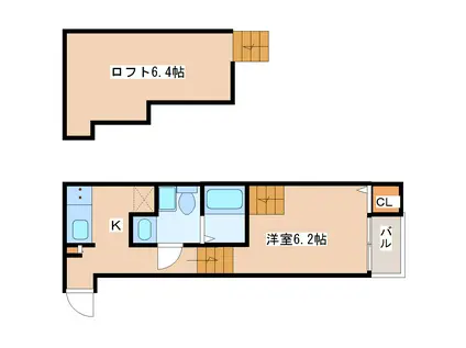 アップコート(1K/2階)の間取り写真